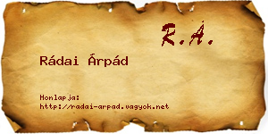 Rádai Árpád névjegykártya